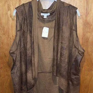 Faux Leather Vest Size 1X thumbnail 1