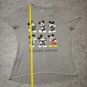 Disney Mickey Mouse XL Graphic T-Shirt Gray Black Cotton Blend thumbnail 5