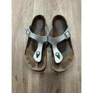 Birkenstock Women‎ Gizeh Icy Metallic Silver Birko-Flor Sandals Sz EU 42 thumbnail 2
