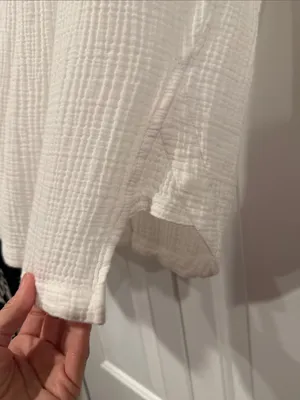 We The Free free people oversized White Button-Down‎ Textured Shirt medium thumbnail 6
