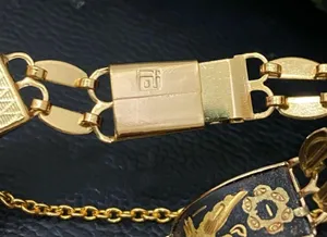 Vintage Damascene Gold-tone Enameled Birds & Flowers Link 8” Bracelet 16.3g thumbnail 15