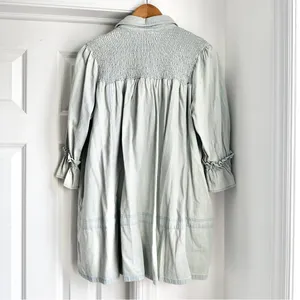 NWT Free People Vanessa Denim Mini Dress Tunic in Blue Chill thumbnail 5