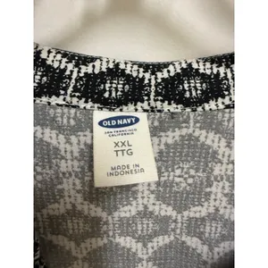 Old Navy XXL Black White Geometric Swing Dress Long Sleeve V Neck Rayon thumbnail 5