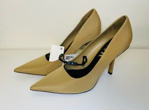 Zara NWT‎ Women’s Pointed Toe High Heels Pumps in Light Tan Size 7.5 thumbnail 1