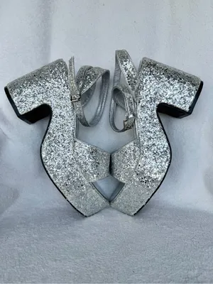 Olivia Miller Women's Silver Glitter Capricorn Platform Heels Size 9 thumbnail 9