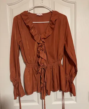 Pink Lily Burnt Orange Top Long Sleeve thumbnail 1