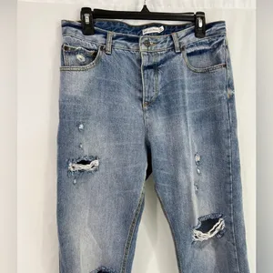 Avec Les Filles‎ Distressed Mom Button Fly High Waisted Mom Jeans thumbnail 2