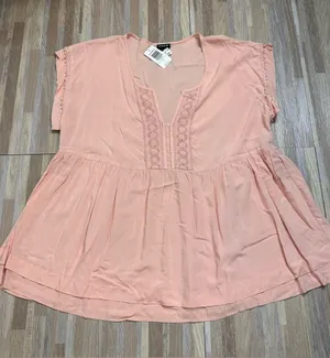 torrid Blush Pink Crochet-Trim Babydoll Blouse Women’s Size 1 (plus size 1x) thumbnail 1