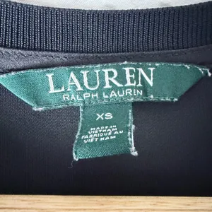 Lauren Ralph Lauren Top Women XS Black Lace Up Satin Trim Long Sleeve Equestrian thumbnail 4