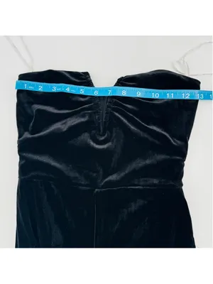 NWT Lulus Black Velvet Moody at Midnight Strapless Notched Jumpsuit XS thumbnail 5