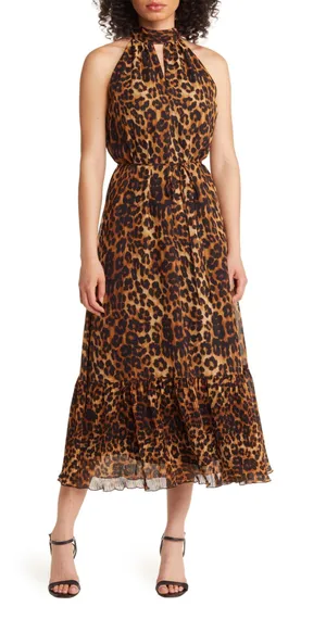 Sam Edelman Leopard Print High Neck Sleeveless Dress thumbnail 1