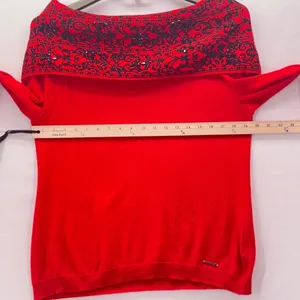 Anne Klein Off The Shoulder‎ Sweater Red XL thumbnail 10