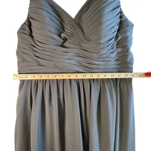 Azazie Bridesmaid Dress Steel Grey Chiffon Lace Maxi Gown Formal Sz A14 Wedding‎ thumbnail 5