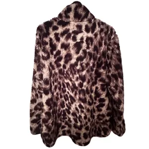 Cozy Sherpa Womens Leopard Print Fuzzy Fleece Pullover Half Zip Women Jacket XXL thumbnail 3