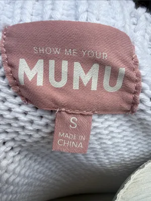 Show Me Your MuMu White Knit Tank with Red, White & Blue Flag Graphic Size Small thumbnail 2