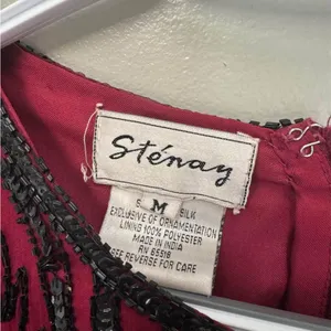 Vintage Stenay 100% Silk Beaded Top Size Medium Red thumbnail 3