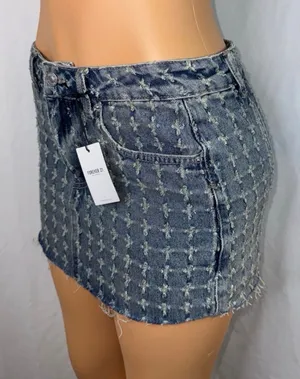 Forever 21 Distressed denim mini skirt thumbnail 1
