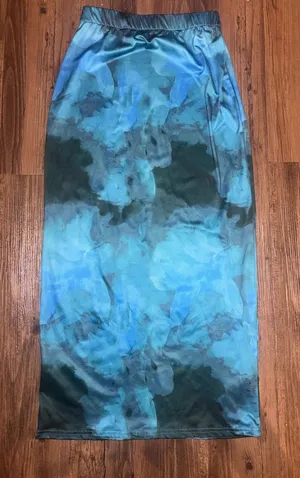 SheIn Blue patterned maxi skirt thumbnail 1