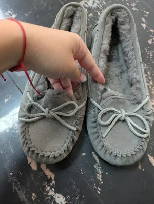 UGG Gray Suede Fur Lined Loafers Size 7 thumbnail 3