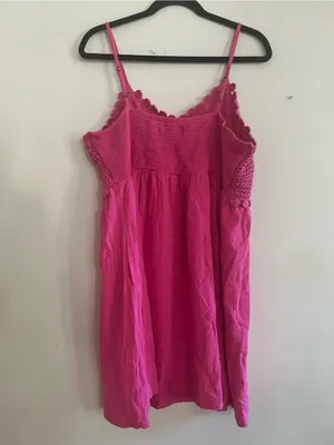 SO Pink Crochet Cotton Mini Dress XXL Beach Vacation Summer Resort thumbnail 6