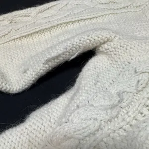 Vtg Y2k American‎ Eagle Cream Cableknit Hooded Sherpa Lined Zip Up Jacket Size M thumbnail 10
