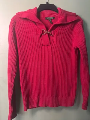 Lauren Ralph Lauren Women’s M Pink Ribbed Tunic Top Quiet Luxury Coastal Chic thumbnail 1