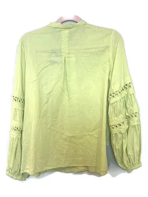 Elie Tahari Linen Cotton Statement Sleeves Button front Top Blouse thumbnail 2