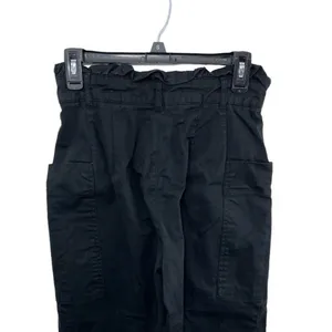 Zara High Waisted Black Pants Paperbag Waist Side Pockets Small Wide Leg thumbnail 4