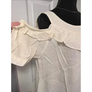 NWT Tulip B Ivory Cold Shoulder Ruffle Rayon Blouse Women's Large Boho thumbnail 6