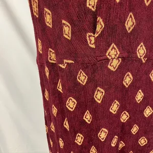 Vintage Rabbit Rabbit Rabbit Rayon Slip‎ Dress Womens M USA Made Maroon Gold thumbnail 6
