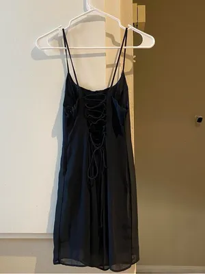Urban Outfitters Black Lace-Up Back Mini Dress, size XS thumbnail 5