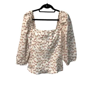 NWT Aritzia Little Moon Horse Print Puff Sleeve Square Neck Blouse L thumbnail 2