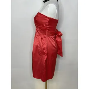XXI Red Satin Strapless Sweetheart Mini Dress with Back Bow Size Medium thumbnail 6