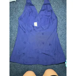 Maeve Linen‎ Blend Halter Vest Size Small Navy Blue Anthropologie Linen Summer thumbnail 14