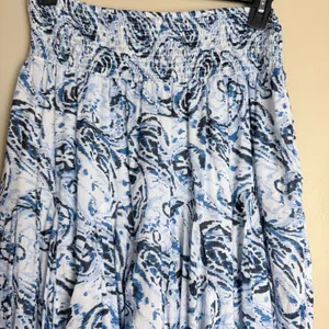 Cupio Skirt Medium Blue Peasant Boho Paisley Coastal Smocked Tiered 100%Cotton thumbnail 3