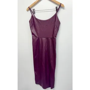 Steve Madden Mini Dress in‎ Cordovan Faux Leather Size 2 Sleeveless NWT thumbnail 5