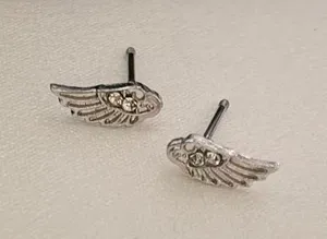 Small Angel Wings Stud Earrings for Men Women Streetwear Punk Hip Hop Unisex Style thumbnail 1