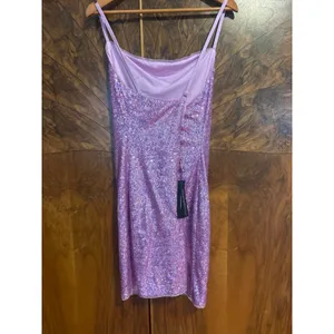 BCBG MAX AZRIA Sequin Cowl Mini Slip Dress PARTY Size L Large Lavender NWT thumbnail 4