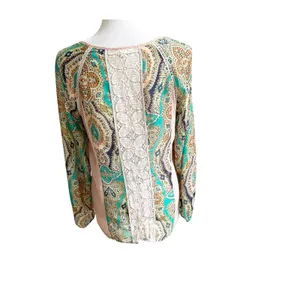 Anthropologie Meadow Rue Giada Crochet Semi Sheer Multicolor Peasant Blouse Med thumbnail 3