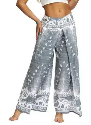 Women’s Elephant‎ Grey Wide Leg Slit Pants Size L/XL thumbnail 1