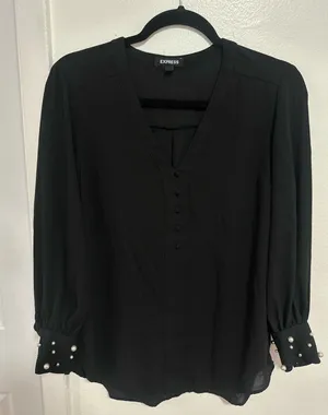 Express Top Black Long Sleeve Women’s thumbnail 1