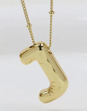 Bubble Balloon Letter J Initial Necklace Gold thumbnail 3