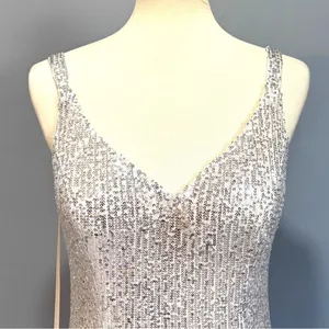 NWT Mac Duggal Silver Sequin Gown HOCO Prom Gala Bling Mermaid Core Maxi Dress 8 thumbnail 3
