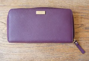 Kate Spade New York Plum Purple Saffiano Leather Zip Around Continental Wallet thumbnail 1