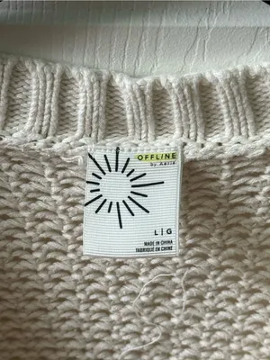 Aerie Offline Open Knit Crochet V-neck Cropped Sweater in Cream thumbnail 4