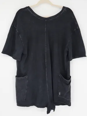 FP Movement Hot Shot Tee Romper Women’s M Black Mineral Wash Oversized Pockets thumbnail 2