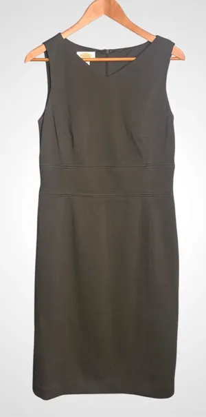 Talbots Vintage Brown Cotton Blend Sleeveless Midi Sheath Dress 10 thumbnail 1
