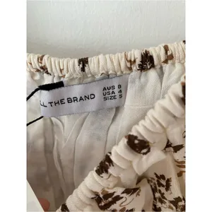 Faithfull The Brand NWTs Smocked Floral Crop Top Cream Chocolate Brown size 4 thumbnail 5