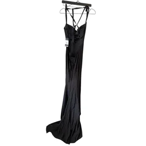 La Femme Lace Up Back‎ Jersey Mermaid Gown Black 6 thumbnail 4