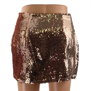 Superdown Sonya Rose Gold Sequin High Waisted Surplice Faux Wrap Mini Skirt XS thumbnail 3
